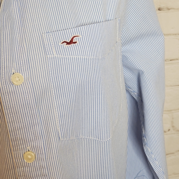 Hollister Blue White Long sleeve top - Picture 5 of 6